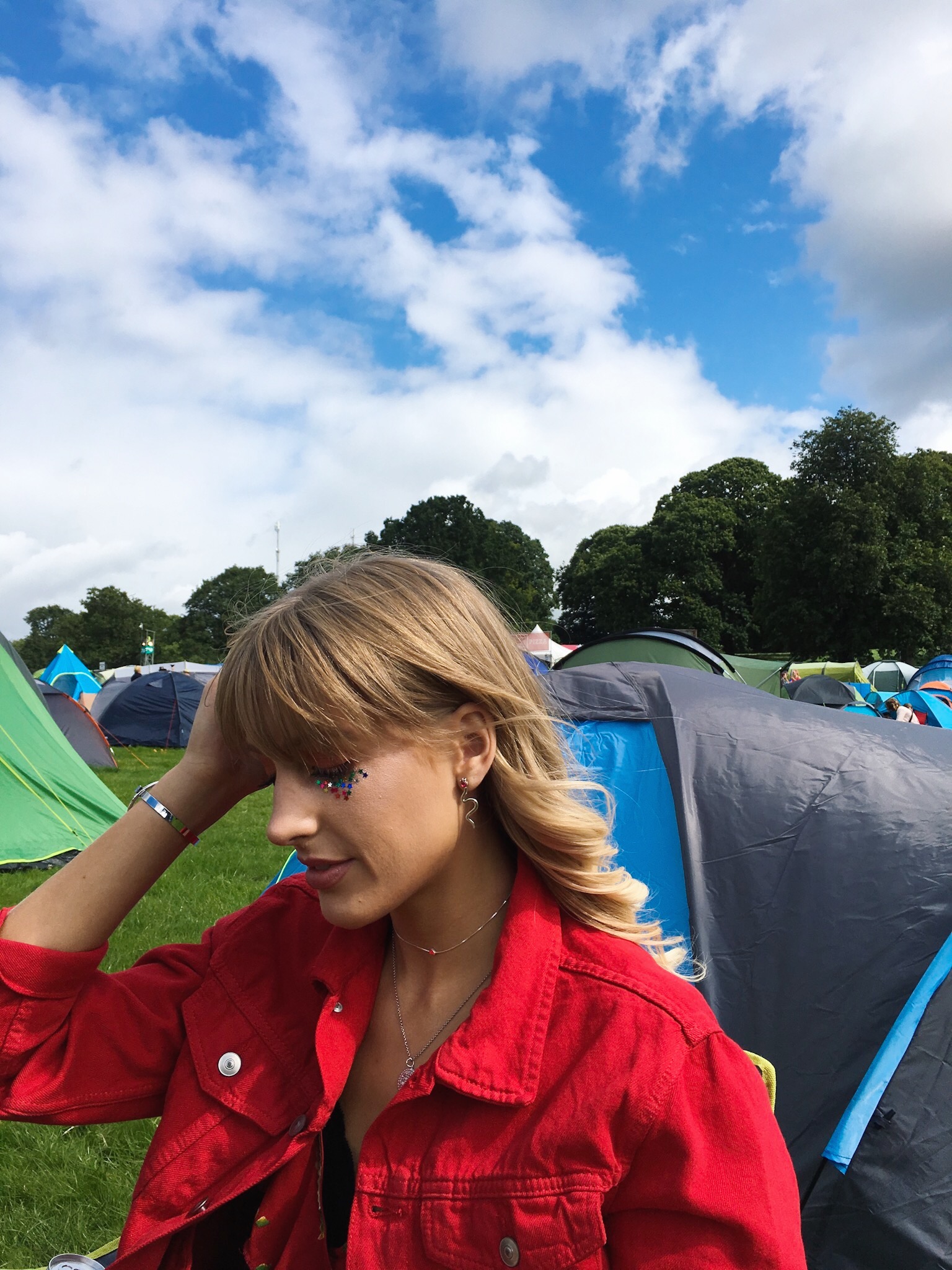 h&m red denim jacket