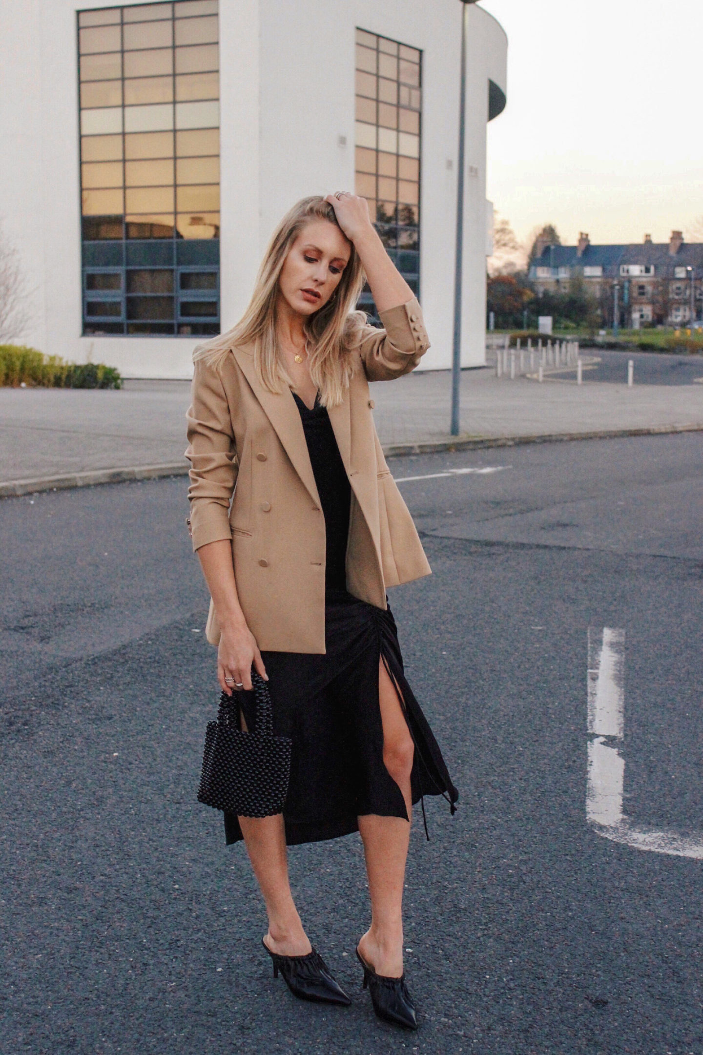 camel slip dress